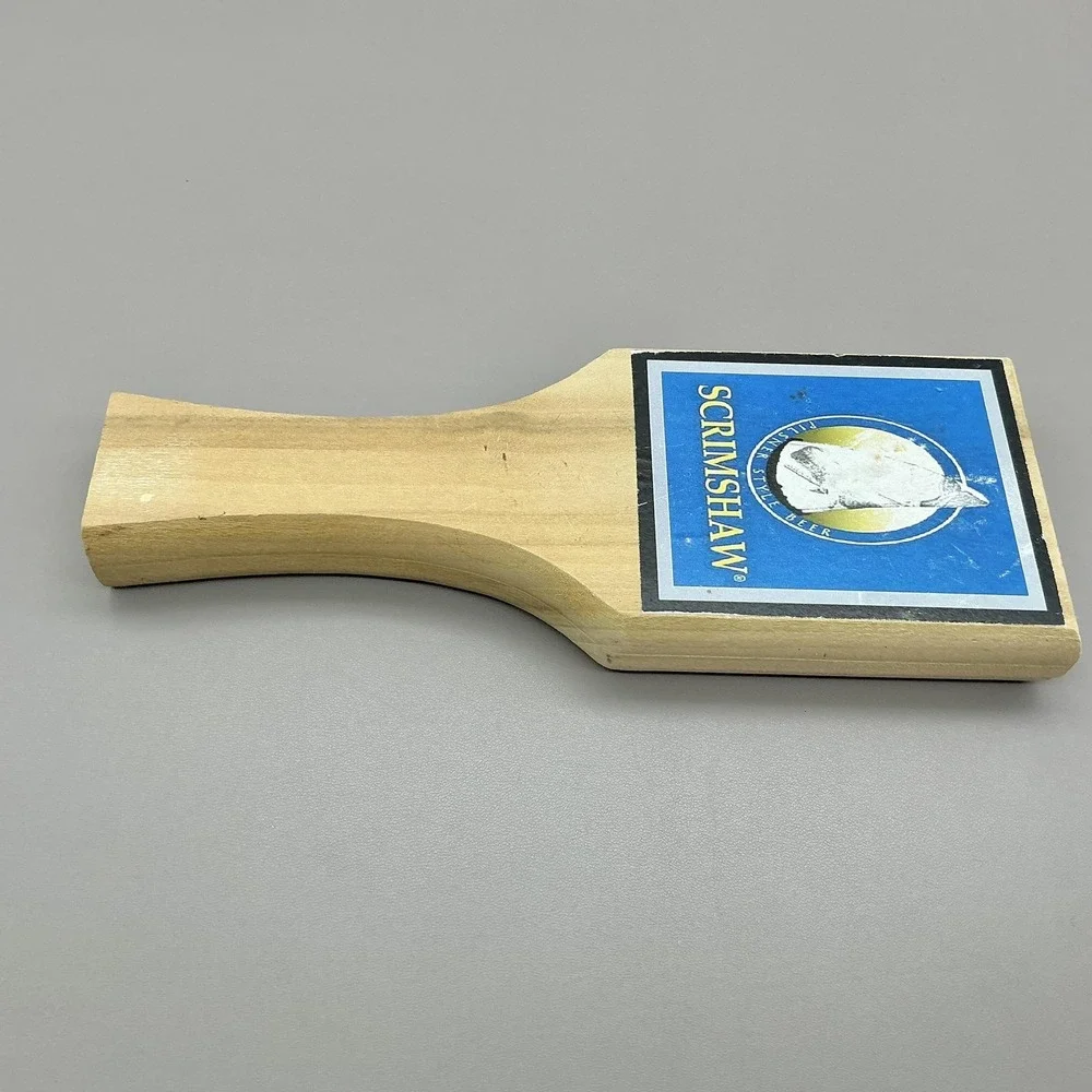 Scrimshaw Pilsner Style Beer Tap Handle Wood Blue Bar Pub Decor USA Collectible